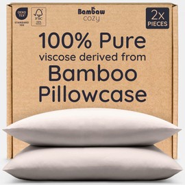 Bambaw 100% Viscose Derived from Bamboo Pillowcase Queen Size – Set of 2 Queen Cooling Pillow Cases with Envelope Closure, Breathable & Super Soft Pillow Cases, Anti Acne Pillowcase (Sand)