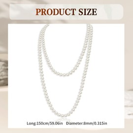 White Pearl Necklace, Costume Accessories, Long Pearl Necklace, Lady White Elegant Artificial Pearl Necklaces, Long Cardigan Beads