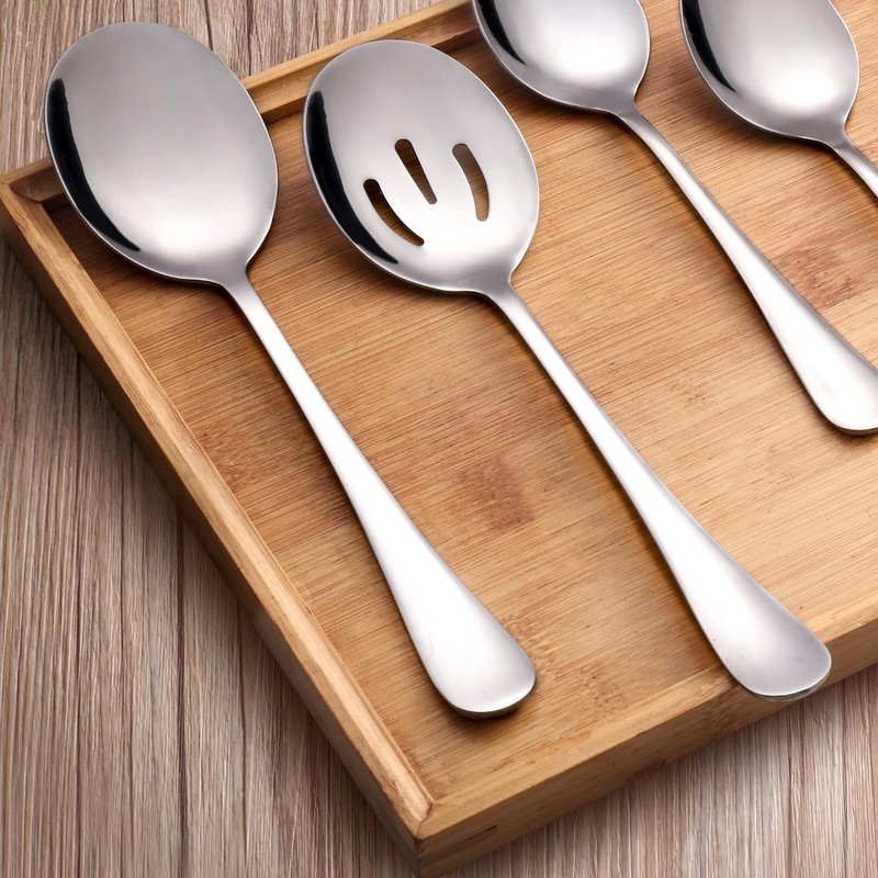 6-Piece Stainless Steel Serving Spoons Set - 3 Large Serving