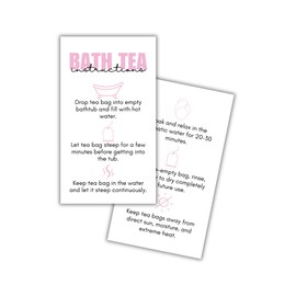 Bath Tea Bags Care Instruction Cards 50pk 2x3.5” Infuser Bulk Packaging Homemade Herbs How to Use Client Bags Business Cards