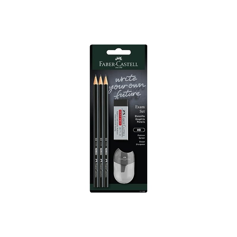 FABER-CASTELL 205067 Exam Pencil Set with Set Square 14 cm,