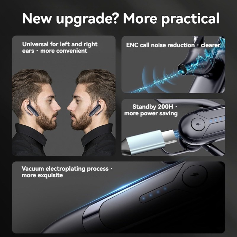 TMGADTDU Bluetooth Headset, Single-Ear Wireless Earpiece with ENC Noise Canceling