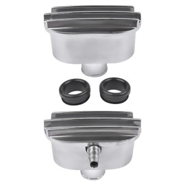 NEWZQ Polished Aluminum Finned Oval Air PCV Breather Combo Valve Cover for 1-1/4" Hole
