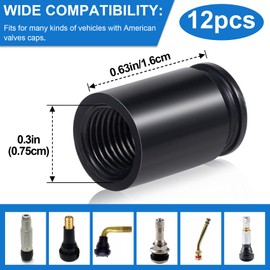 Isslly 12PCS Black Bullet Shaped Valve Stem Caps, Aluminum Alloy Universal Dustproof Tire Valve Stem Covers for Cars, SUV, Trucks, Bike, Motorcycle