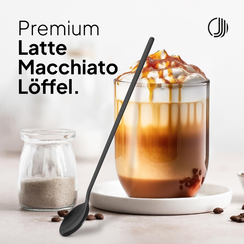 JODORA Design Latte Macchiato Spoon Black 19 cm - 6