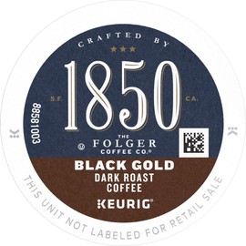 1850 by Folgers Coffee Black Gold Dark Roast Coffee, 60 K Cups for Keurig Coffee Makers
