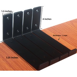 12 Pack - 7.25" L x 4" H x 1.5" W J Lip Shelf Brackets Rustic Farmhouse Iron Wall Floating Shelf Bracket Metal Shelf Bracket Industrial Shelf Supports with Screws Black