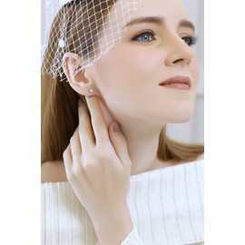 Sterling Silver Blue Topaz Round-Cut Solitaire Stud Earrings for Women Teens, Metal, Topaz,