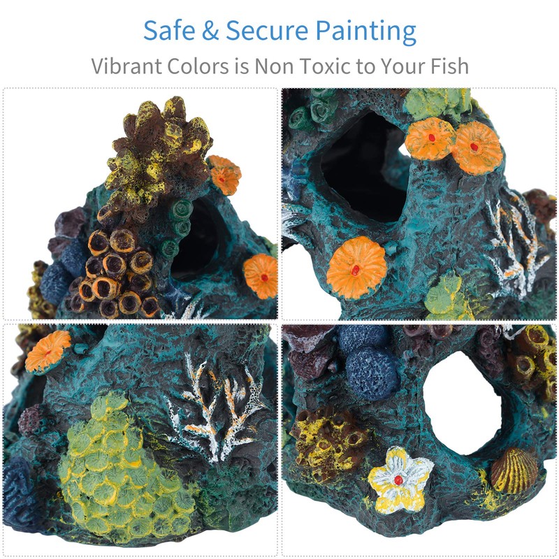 Uniclife Aquarium Decorations Resin Coral Rock Mountain Cave Fish Tank
