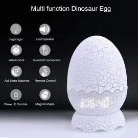 New Dinosaur Egg Clock Velociraptor Night Light Kid's Room Decoration Clock, Remote Control Multi Colors & Music Voice, Cool Dinosaur Decor & Gift Ideal for Kids/Adults