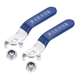sourcing map Set of 2 Lever Handle Iron Chrome-Plated Replacement Quarter Turn with Plastic Handle Blue for DN20 Ball Valve