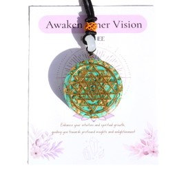 Chakra Healing Turquoise Orgonite Pendant Necklace, Sacred Geometry Orgone Crystals Stones Spiritual Reiki Yoga Jewelry women men