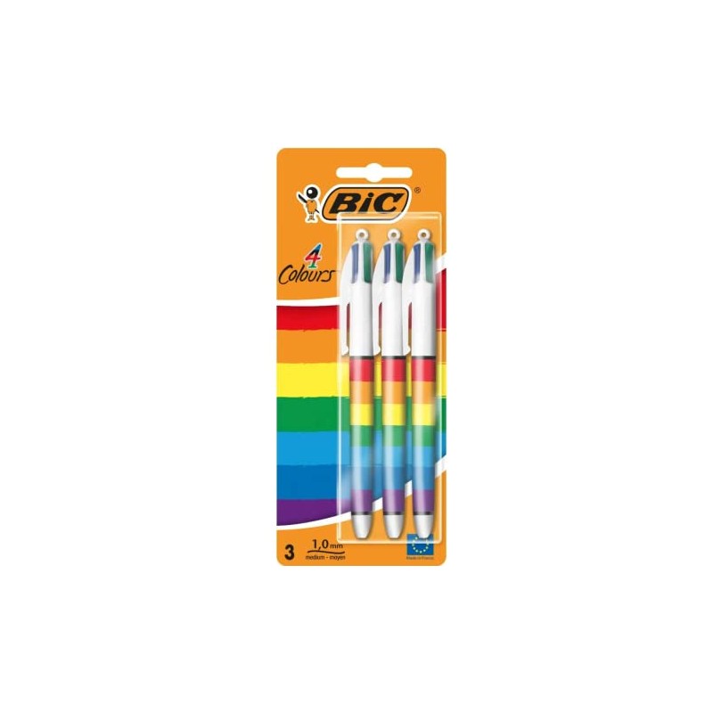 Rainbow BIC 4 Colours in 1 Retractable Ballpoint Pen, Pack
