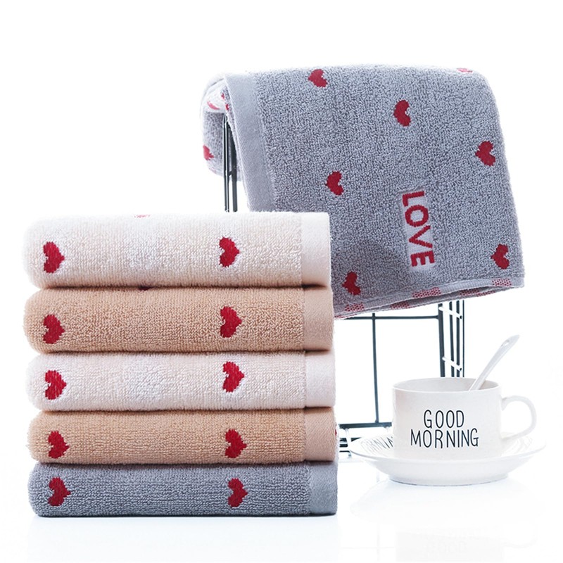 Face Towels, Colorful Polka Dots, Set of 4, 100% Cotton,