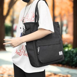 Petit-Germe Petit Gel Tote Bag, Nylon (Oxford), Vertical A4 Compatible, Lightweight 10.6 oz (295 g), Gusset 5.1 inches (13 cm), Water Repellent, For Work or School Commutes, Unisex (01. Black)