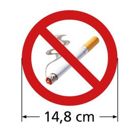 Clever Pool 5 XL Stickers No Smoking - Diameter 14.8 cm Round with UV Protection - Perfect Alternative to No Smoking Sign - Non-smoking Area Marking
