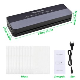 Focenat Vacuum Sealer 5 in 1, 65 KPA, Welding Device Vacuum for Food, Vacuum Sealer, Vacuum Sealer with 10 Vacuum Bags, 30 cm Long Weld