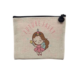 Tasche aus Leinen – Future Fairy Cute Princess – Kosmetiktasche aus Leinen in Leinenoptik – Geldbörse – 15 x 10 cm, leinen, 15 x 10 cm, Kosmetiktasche