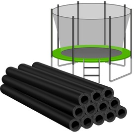 UNIFAMILY 12PCS Rubber Trampoline Pole Covers, 1.26 Inch Diameter Trampoline Replacement Poles, Black Protective Trampoline Pole Rubber Sleeves for Safe Protection Trampoline Accessories (Black-12pcs)