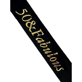 Black with Gold Foil '50 & Fabulous' Birthday Sash