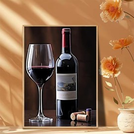 PUAGEMTI 5D Wine Glass Diamond Painting Kits Bottle of Red Wine and Glass for Adults, DIY Full Drill Crystal Arts and Crafts, Home Wall Decor Gifts 12x16 inch