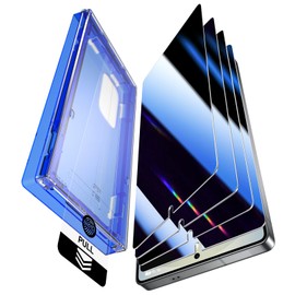 EZ-GLAZ-4 Pack for Galaxy S25 Ultra [6.9"] Privacy Screen Protector, 100% Fingerprint Unlock, 9H+ Hardness Military Grade Shatterproof Long Durable Tempered Glass Film with Flawless Fit Box, Scratch Resistant