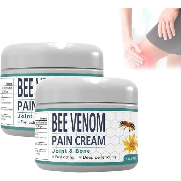 Bee Venom Pain and Bone Healing Cream, Bee Venom Pain Cream, Joint Treatment Cream, Bone Therapy Cream, Professional Soothing Gel for Joint and Bone Therapy (2 Pieces)