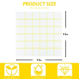Nialnant 8 Pack Dish Cloths for Washing Dishes, 100% Cotton Reusable Cleaning Rag, Quick Drying Dish Towels for Kitchen,12x12 Inches,Yellow Plaid
