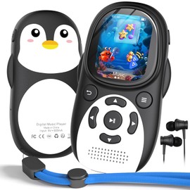 ODEJOI 64GB Cute Penguin MP3 Player for Kids with Bluetooth 5.3 & Speaker