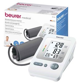 Beurer BM26 - Monitor de presión arterial de brazo, Baumanómetro con contorno de brazo de 22-35 cm, con indicador de riesgos, detección de arritmias  