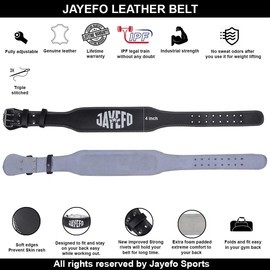Jayefo Leather Buckle Weightlifting Lumbar Support Safety Belt Back Brace Workout Training Powerlifting Bodybuilding for Men & Women | Large