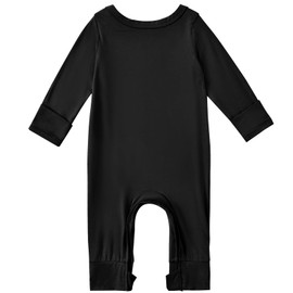 Exemaba Baby & Toddler Zip Sleepsuits Rayon of Bamboo Newborn Pyjamas with Reversible Mittens, Footless Sleep N Play, Long Sleeve Romper(Black,12-18 Months)