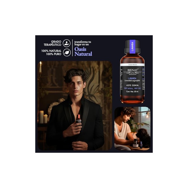 Bienat | Aceite Esencial de Lavanda 50mL Natural | Difusor