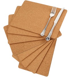 Boao 8 Pack Rectangle Cork Plant Coaster Trivets Backing, 11'' x 8'' x 0.2'' Square Cork Trivet for Hot Dishes Large Coaster Pad Sheet Heat Resistant Kitchen Restaurant Home Bar Cafe Wedding Supplies