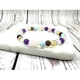 Chakra Bracelet - Real Crystal Beaded Bracelet - Seven Chakra Jewellery - Healing Yoga Bracelet - Gift for Yoga Lover (7.5 inch X Large)