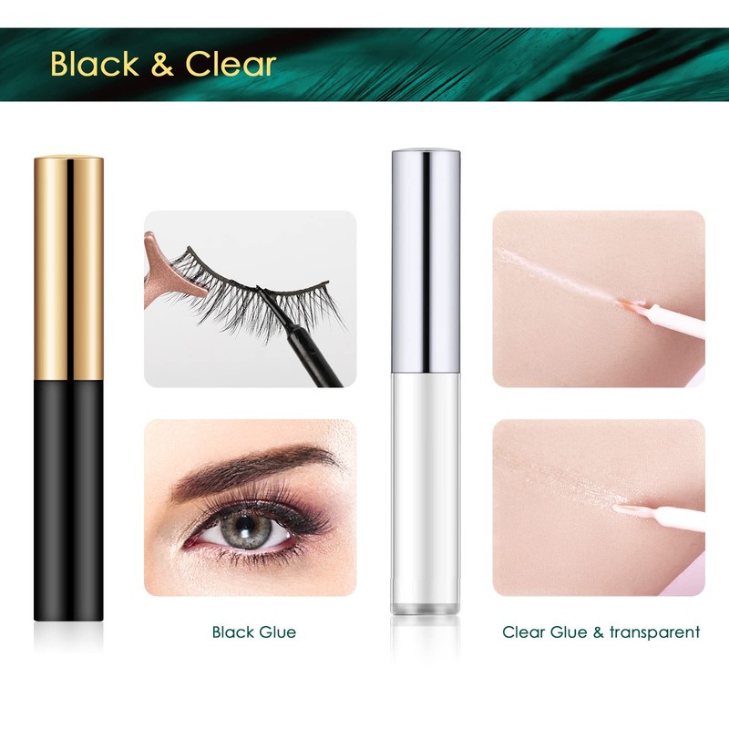 Lanciley Eyelash Glue Clear & Black 3g*2 0.1oz Strong Hold