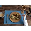 RIVERET RV-406BSF Dinner Plate, Large Cutlery Set, Bamboo Dishwasher-Safe, Brown