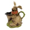 Easter Bunny With Basket Stoneware Rabbit Flowers - 9.25 Inches
