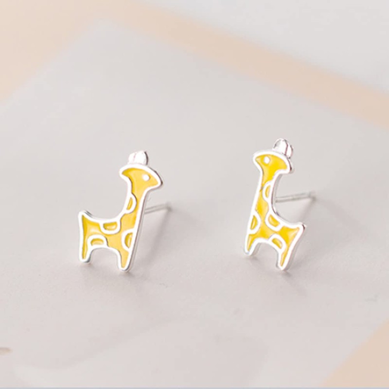 Giraffe Earrings Hypoallergenic 925 Sterling Silver Animal Stud Earrings Jewelry