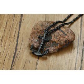 Unbranded Black Navy/Sailor Anchor Necklace Stainless Steel Pendant Chain