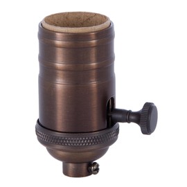B&P Lamp® 3-Way, Turned Brass Lamp Socket (E26) with Antique Bronze Finish, no UNO Thread