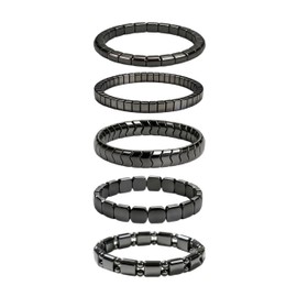 XISHIUYIS Hematite Bracelet Men - Reignites Masculine Energy, Stretch Beaded Healing Bracelet to Reclaim Edge & Confidence, Hematite Bracelet Inspirational Gift Jewelry (5pcs)