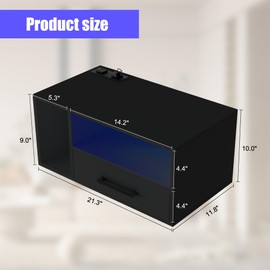 Homaterial Floating Nightstand with Charging Station and LED Lights, Floating Bedside Table with Drawers Wall Mounted Nightstands,for Bedroom Room, 21.3" x 11.8" x 10",Black