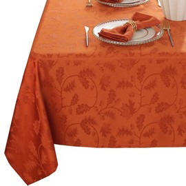 MATIRUG - Mantel rectangular para otoño, 52 x 70 pulgadas, sin arrugas, suave, a prueba de derrames, para fiestas, día festivo, cosecha, cena, color naranja oxidado/quemado