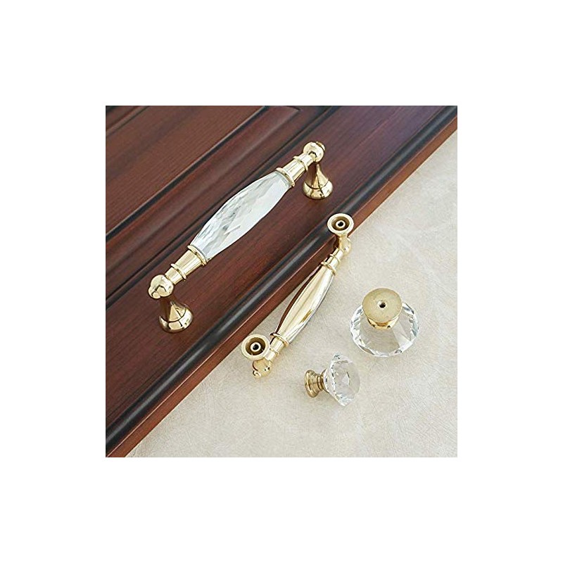 MFYS 2Pcs Crystal Drawer Pulls Handles 5" (128mm) Hole to