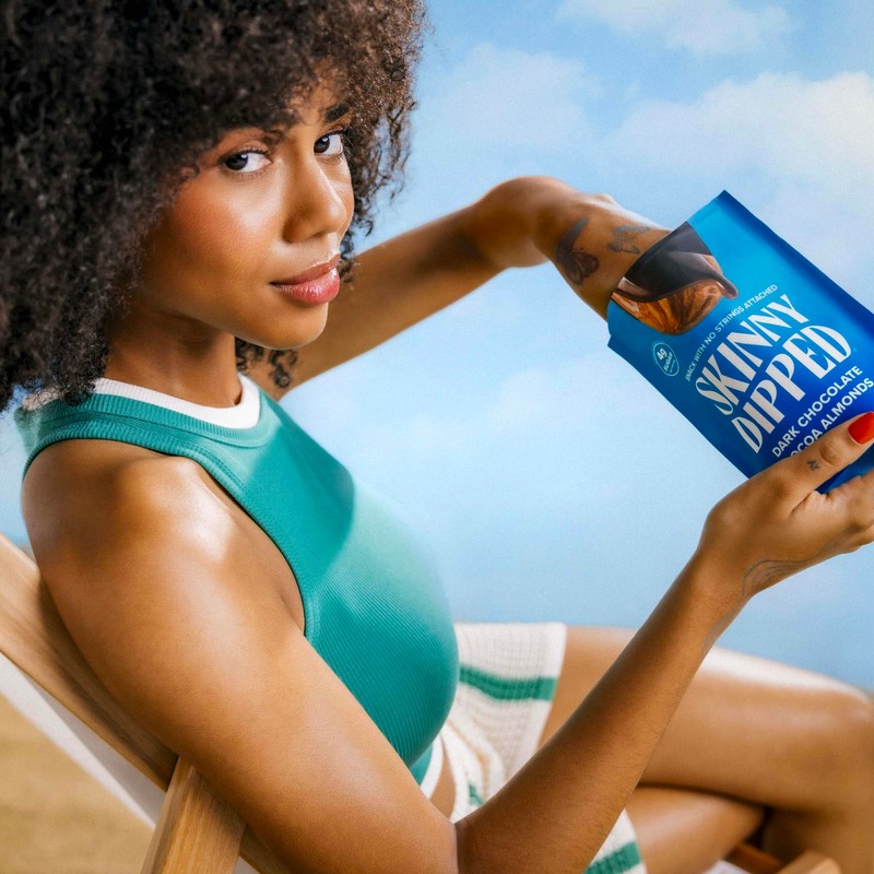 SkinnyDipped Dark Chocolate Cocoa Almonds, Healthy Snack, Plant Protein, Gluten