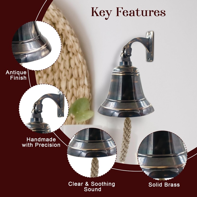 6" Solid Brass Bell Marine Wall Mounted Ship Bronze Finished