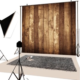 YongFoto 3 x 2 m Vinyl Distressed Brown Wood Background Vintage Stripes Wood Plank Photography Background for Photo Booth Baby Children Photo Studio Props