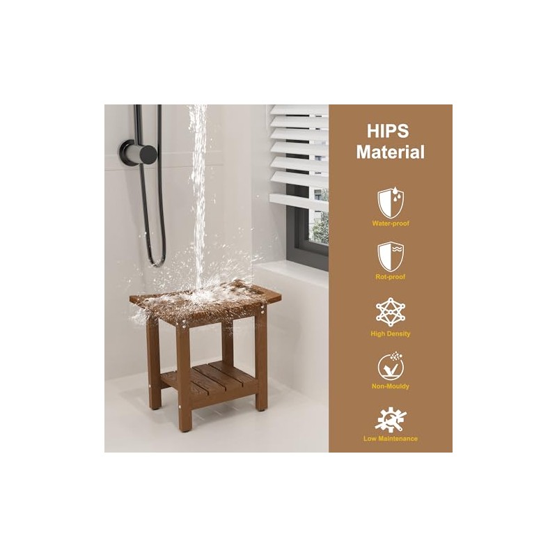 HIPS Shower Benches for Inside Shower, Shower Stool with Space-Efficient