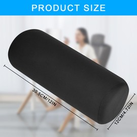 Trendecor Lumbar Roll Lumbar Support Cushion 11 Inch Adjustable Round Lumbar Pillow with Removable Washable Cotton Cover Lumbar Support Pillow for Office Chair Car Couch Black